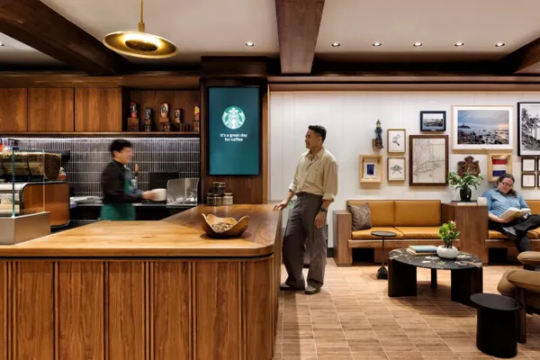 Starbucks next-generation digital companion and tablet barista console in real-world setting